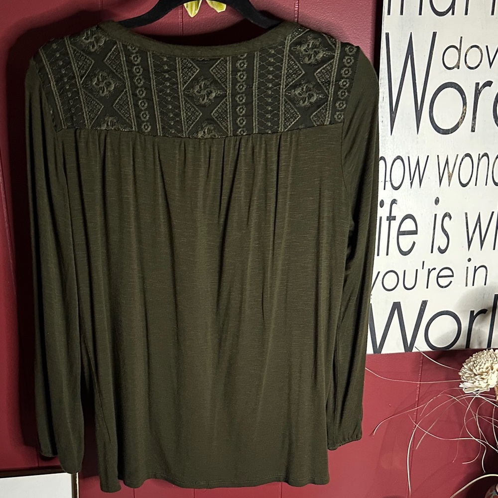 Olive Green Women's Blouse - Picture 3 of 3